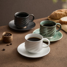 ins影子咖啡杯小精致粗陶杯碟套装手工日式复古艺术杯下午茶杯子