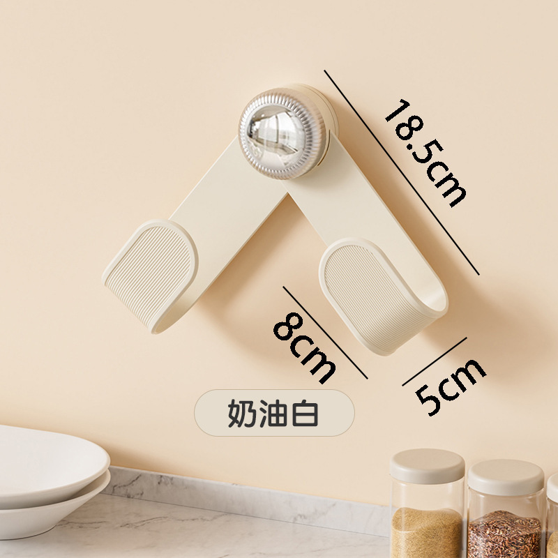 クリーム吸盤回転鍋蓋ラック家庭用穴なし棚キッチン壁掛け調整鍋蓋収納棚|undefined