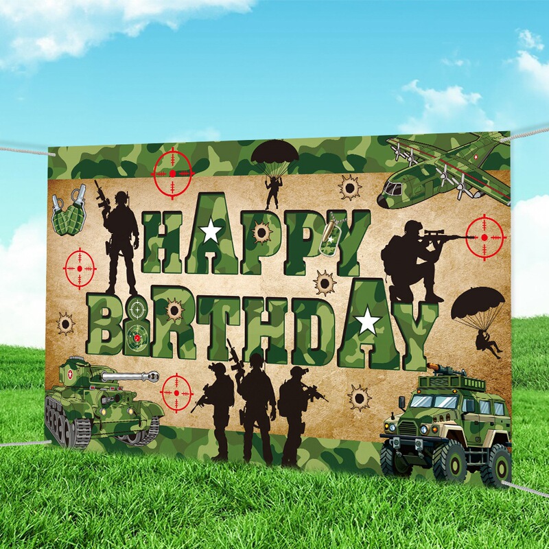新しい軍事テーマパーティー装飾背景布誕生日装飾アレンジメント背景布迷彩軍事背景バナー|undefined