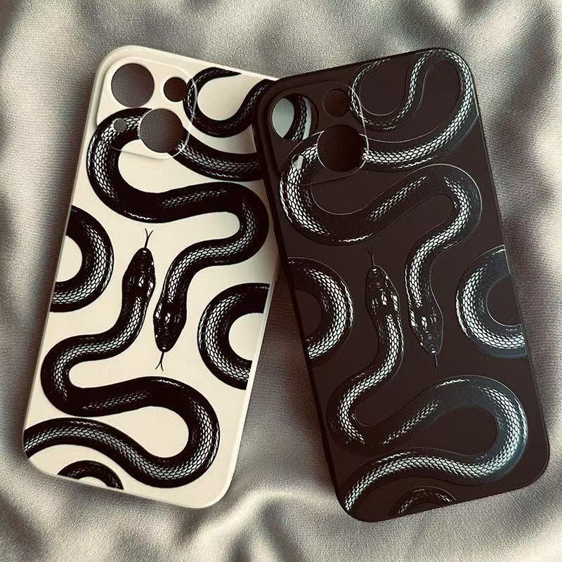Funda para teléfono móvil iphone16promax nuevo Apple 15 Rubik's Cube recto borde 14pro personalidad serpiente negra 13/12