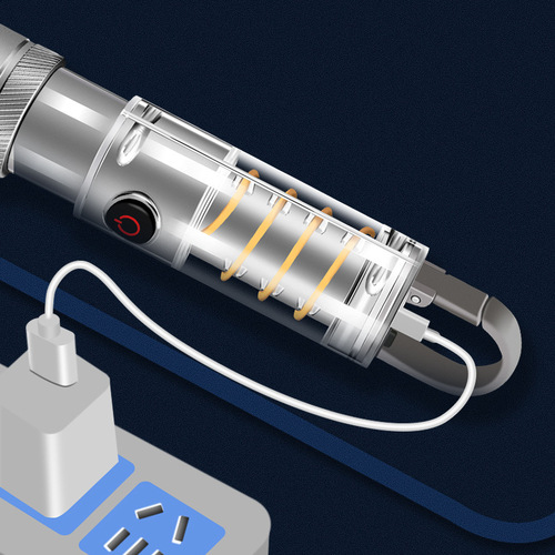 Cross-border dual light source camping light flashlight outdoor breathing atmosphere light keychain light telescopic zoom bright flashlight