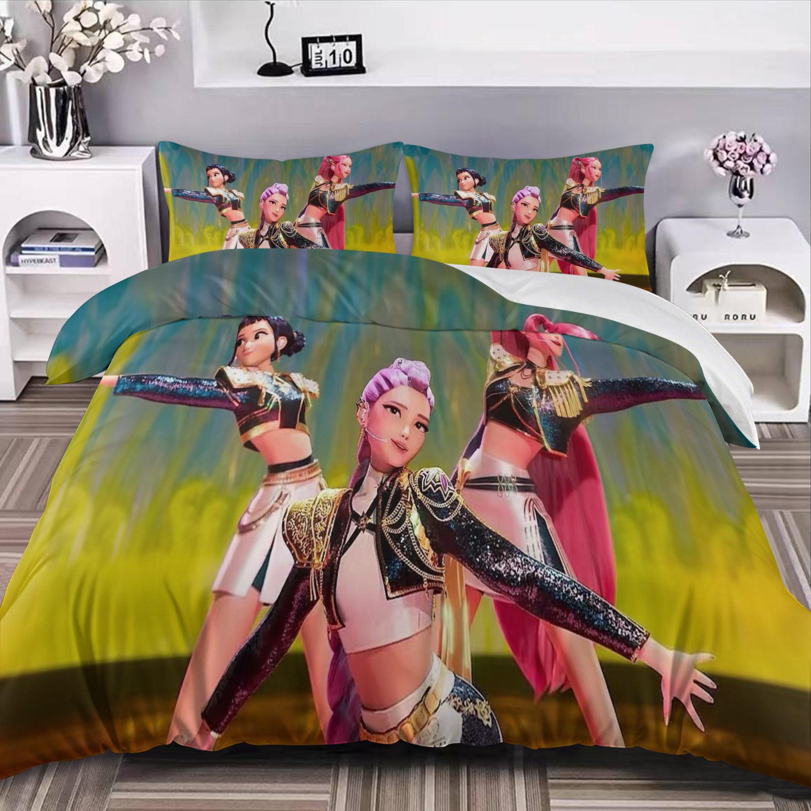 Caza de brujas K-POP tres piezas Amazon AliExpress edredón impresión digital 3D transfronteriza Nantong puente de piedra