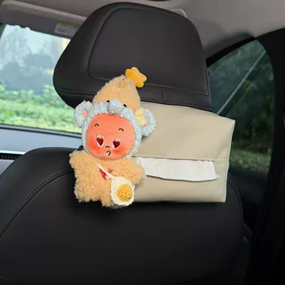 Car tissue box/set tissue box for car headrest, tissue - heart-shaped-off-white-tissue-bag