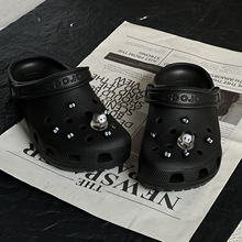 黑色搞怪洞洞鞋配饰diy小煤球无脸男鞋花适配卡洛驰装饰鞋扣