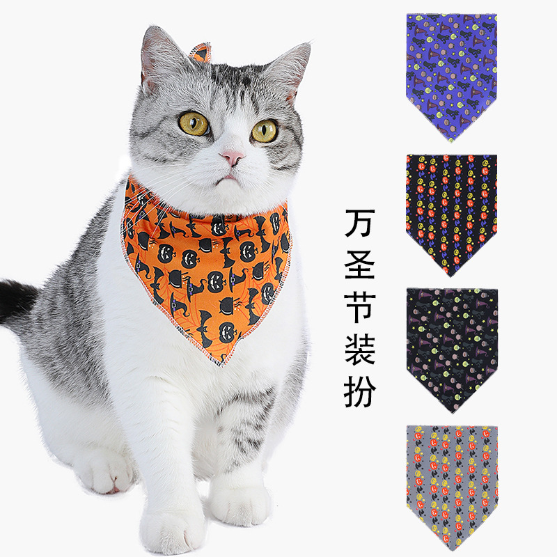Suministros para mascotas transfronterizos Halloween gato Toalla de saliva Toalla de triángulo mascota perro babero perro saliva toalla al por mayor