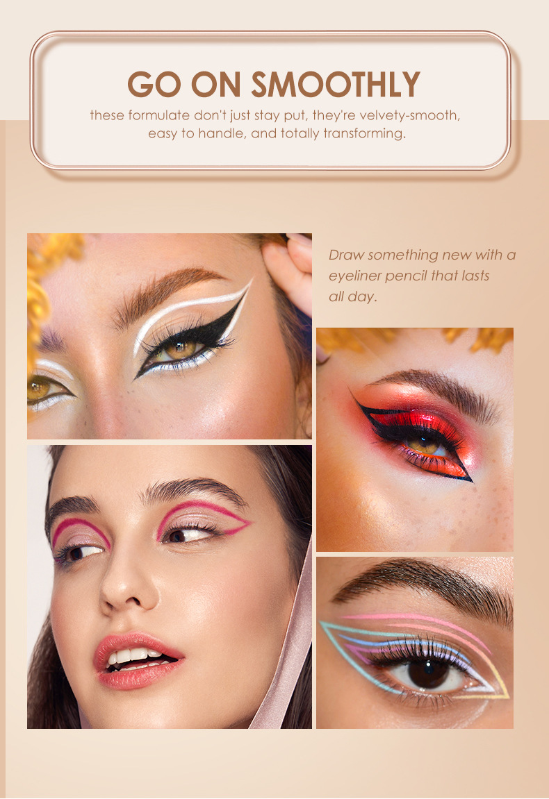 The Langmanni 12-color eyeliner set is not prone to smudging. It is a matte colored eyeliner set undefined