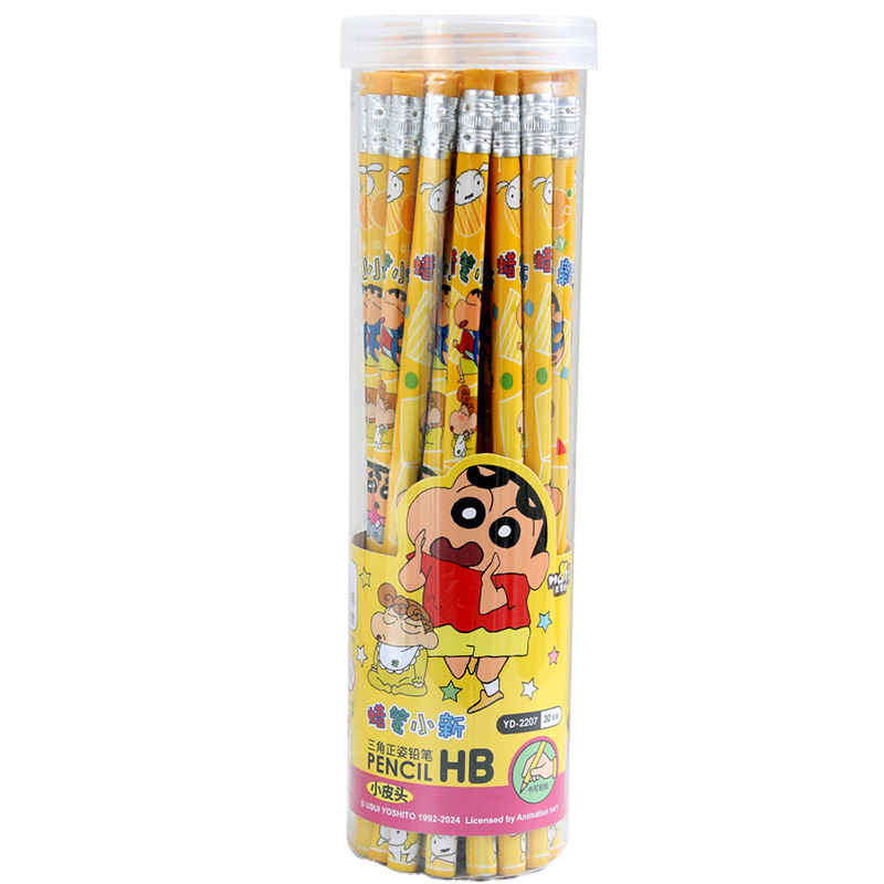 Nuevo crayón para niños con lápiz de cabeza de piel con borradora de lápiz de madera 30 un barril de lápiz de escritura para estudiantes de primaria