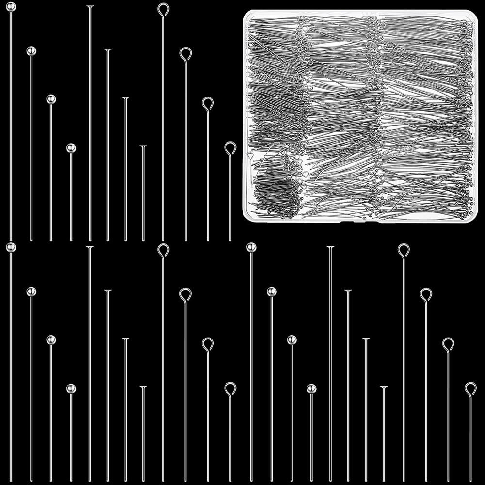 1000件304不锈钢眼针配件9字针T字针球针用于DIY耳环手链首饰制作