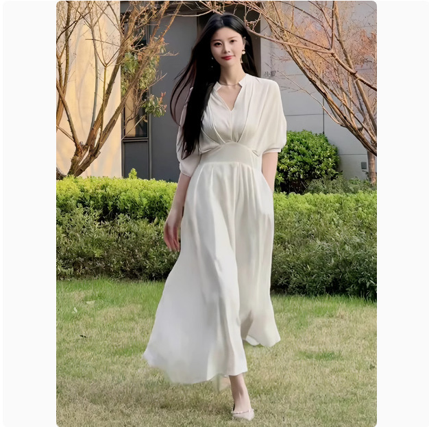 French Hepburn Style V-neck dress Women's Summer New Style Elegant Socialite Style Light Luxury plus size Women's Dress French Hepburn Style V-neck dress Women's Summer New Style Elegant Socialite Style Light Luxury plus size Women's Dress
