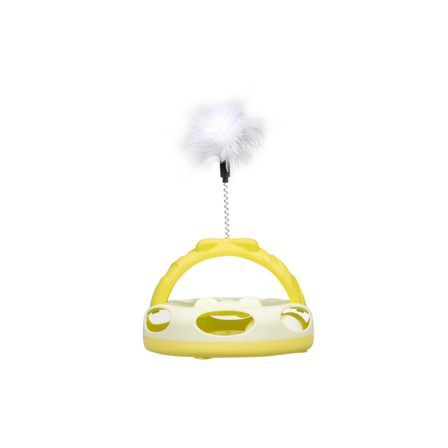 Queso cariño Suministros para mascotas interactivo bola de plástico con pluma gato juguete auto-Hi Cat Track Placa de diversión gato juguete