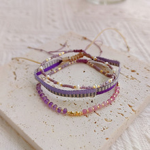 日韩ins风Miyuki进口米珠手工串珠天然珍珠石头叠戴细小手链女生