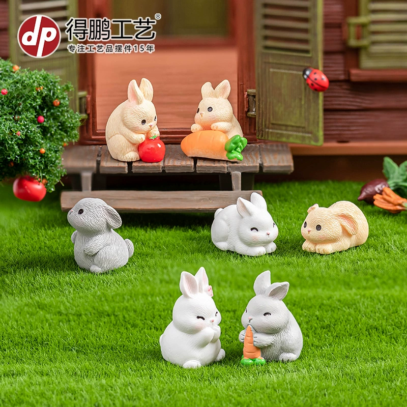 Микро-ландшафтный орнамент креативный милый маленький кролик семейство животных куклы смолы маленькие украшения для рабочего стола автомобиля