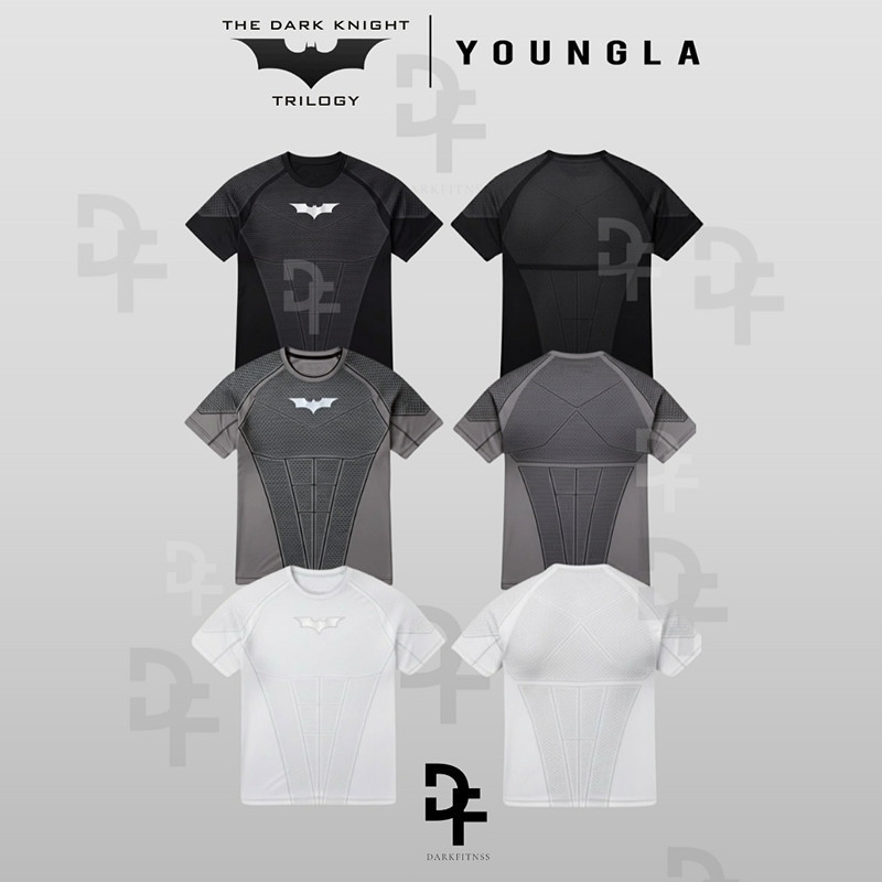 American Trendy Brand Youngla Fitness Sports T-Shirt Batman Quick-Drying Breathable Elastic Slim Short-Sleeved Training Top American Trendy Brand Youngla Fitness Sports T-Shirt Batman Quick-Drying Breathable Elastic Slim Short-Sleeved Training Top