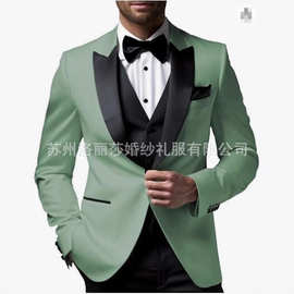 亚马逊新款男士西装结婚新郎伴郎男士婚礼礼服舞会商务西装外贸跨