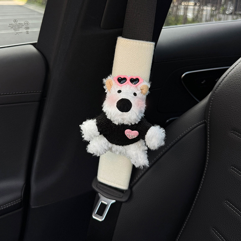 Car Seat Belt Shoulder Pads, Cute Protective Covers, Car Interior Accessories, Seat Belt Decoration, Anti-Collision Covers, West Highland Dolls for Women