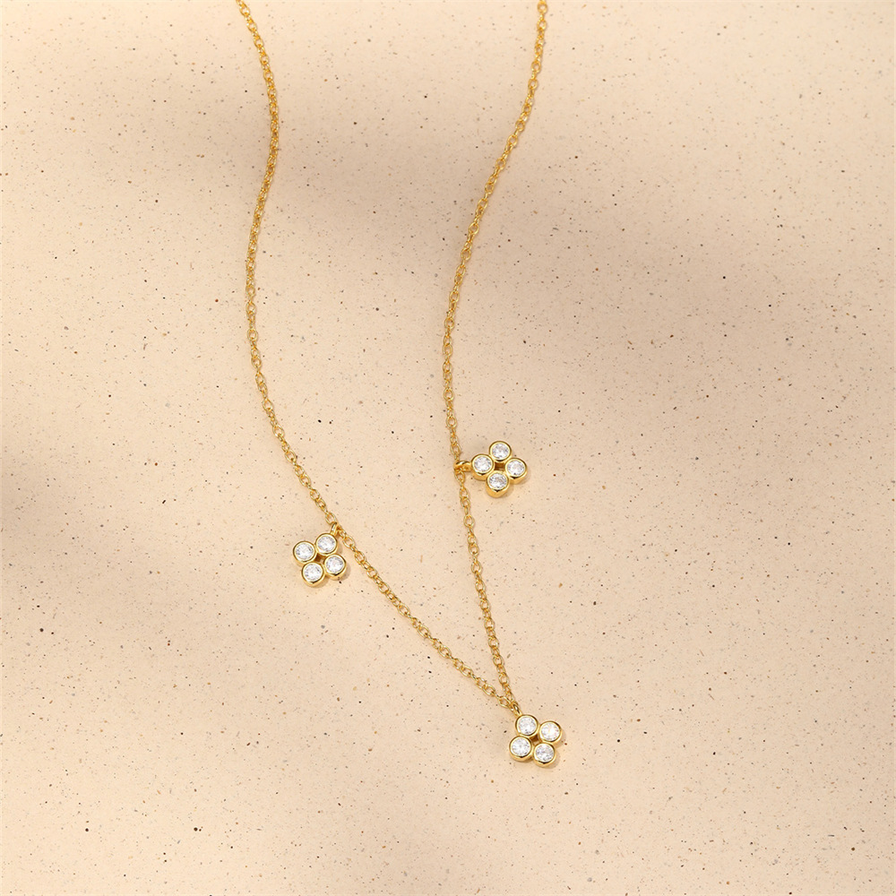 925 Sterling Silver Material 925 Sterling Silver Geometric Zircon 925 Sterling Silver Cable Chain Pendant Necklace