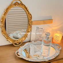 镜子化妆镜网红梳妆镜法式复古镜桌面摆件首饰展示收纳盘拍照道具