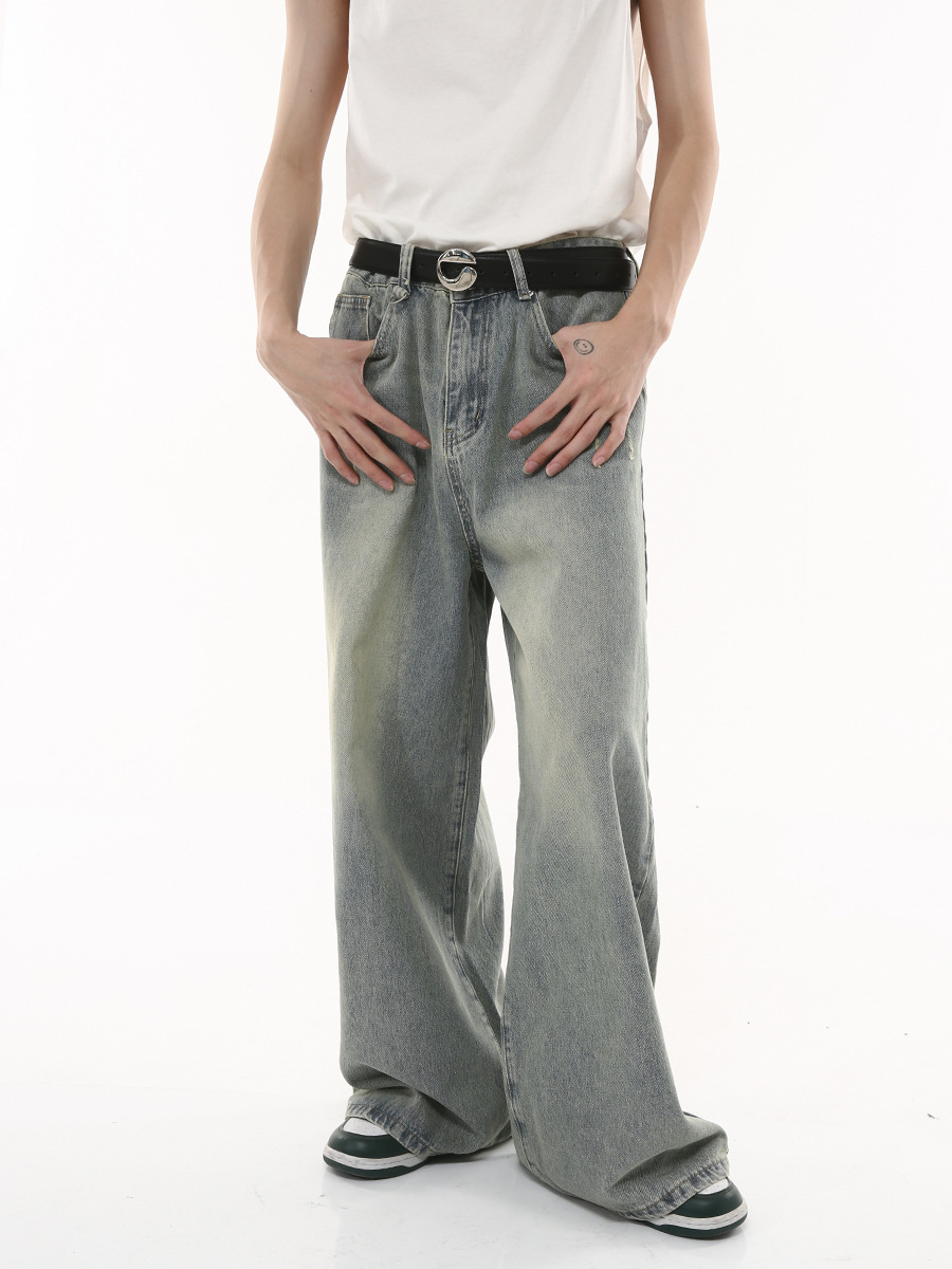 Mtlclothes ropa de Hombre | 2023 otoño nuevo estilo coreano personalizado apenado lavado casual Denim traje