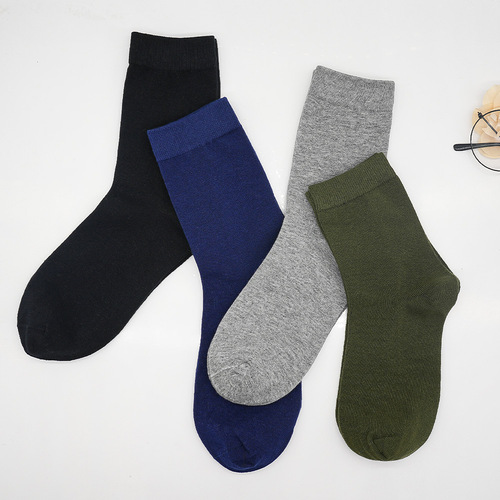 Student military training all-cotton durable sweat-absorbent men's military green one-piece stitched crew socks sturdy socks work socks laborer socks