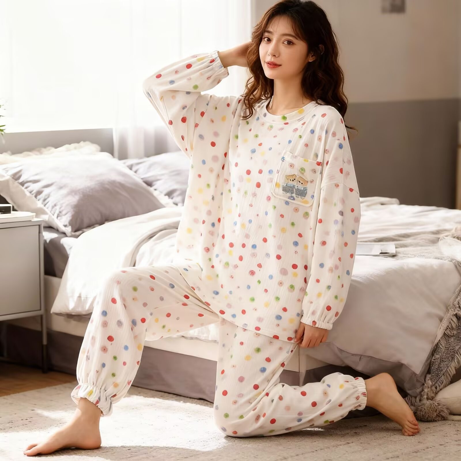 Island Velvet Pajamas for Women 2025 New Large Size Autumn and Winter Warm Super Soft Velvet Loose Fat mm Home Clothes Set Dropshipping