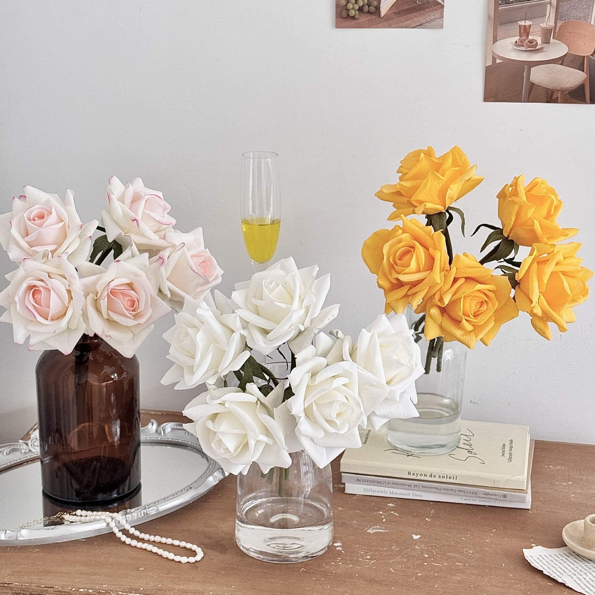 Ramo de rosas hidratante de alta calidad, flores artificiales, flores falsas, accesorios para fotografía, arreglo floral de mano, decoración del hogar.