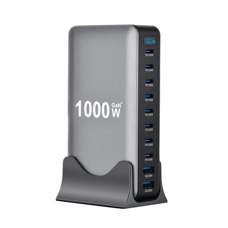 1000W Gallium Nitride Pd Charger 10-Port Multi-Function 1000W Adapter New 950W Multi-Port Charger