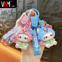 创意卡通电镀头罩猫咪钥匙扣可爱包包挂件汽车钥匙链抓机礼品批发