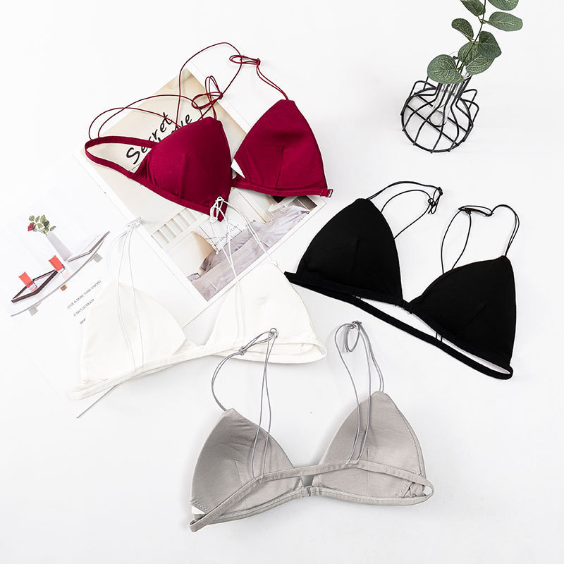 Sexy French Front Buckle Tube Top Girl's Sports Small Wire Sling Triangle Bowl Bra Beautiful Vest Chest Wrap