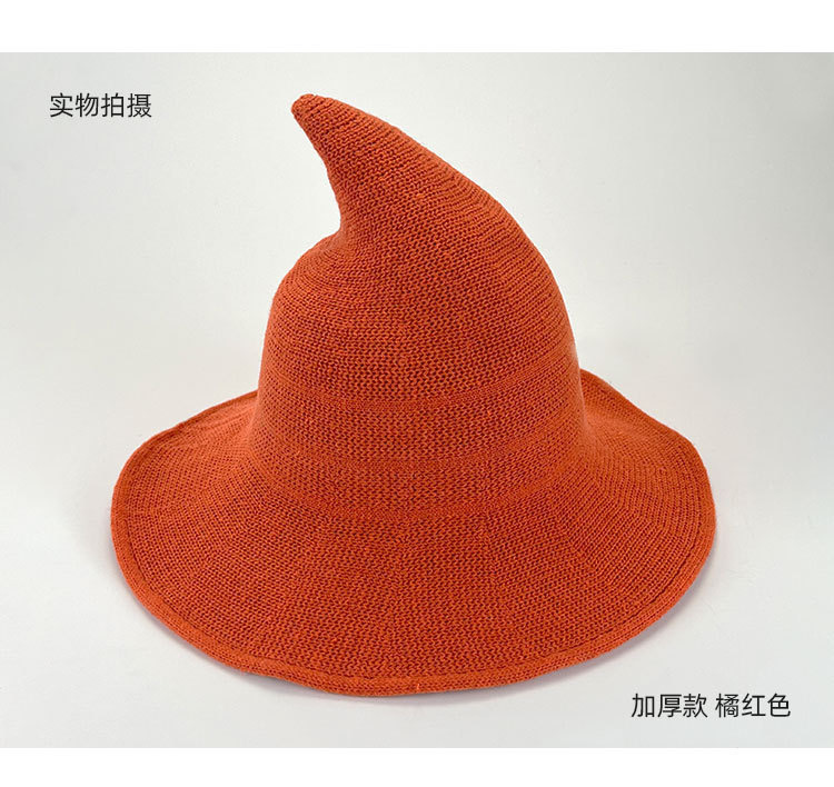羊毛巫师帽亚马逊爆款万圣节帽子欧美跨境尖顶大檐针织礼帽女巫帽|undefined