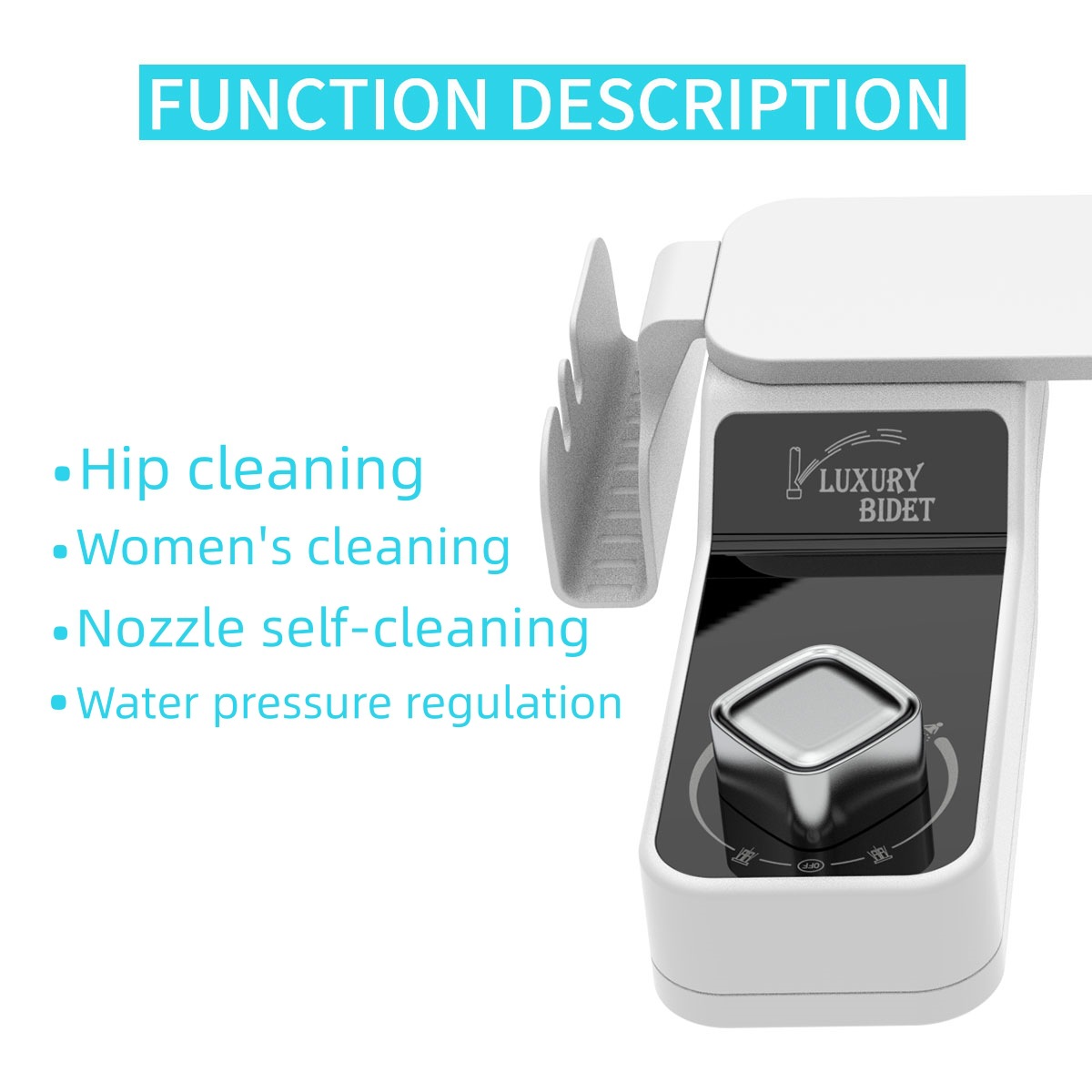 Description Picture 5 of itemNew Non-Electric Bidet Attachment Adjustable Water Pressure Butt Bidet Toilet Seat Accessories Double Nozzle Spiral Ass Sprayer