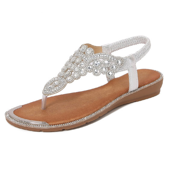 IELTS Run plus size Hollow Cross-border Flat Rhinestone Sandals Bohemian Comfortable Women's Shoes Summer 3016 -1A