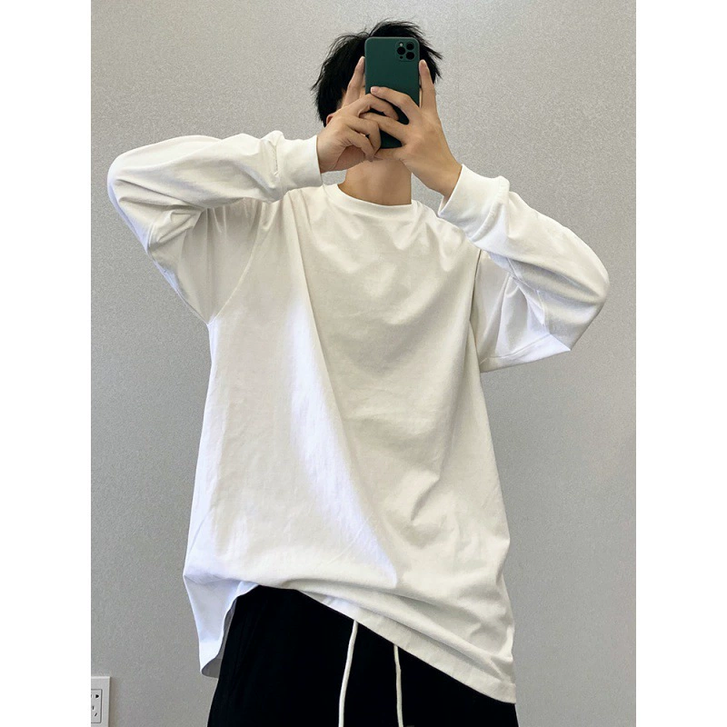 Новый сплошной свитер дикий свободный, сложенный нижний свитер с длинными рукавами