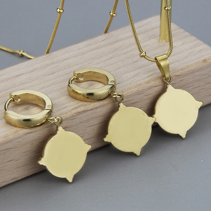 Simple Style Geometric Titanium Steel Pendant Necklace Earrings Artificial Gemstones Stainless Steel