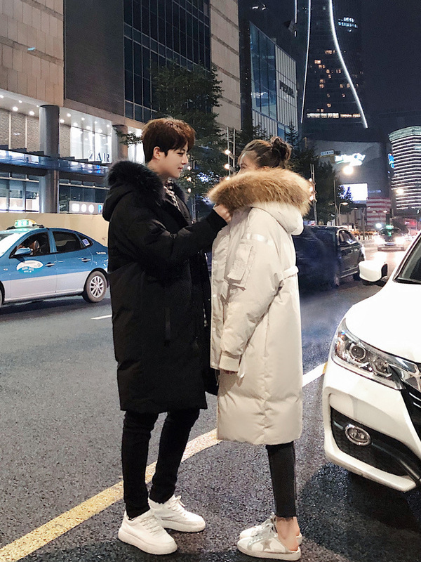 2022 New Men's Mid-Length Trendy Stylish Warm Parka down Jacket with Fur Collar Winter Coat