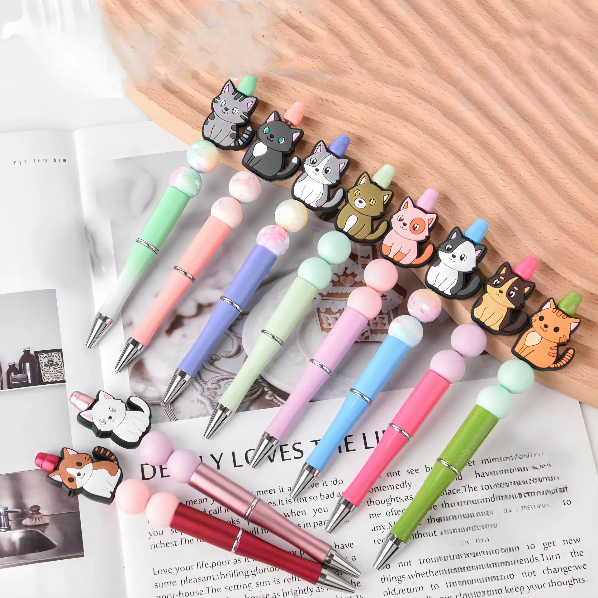 Популярные силиконовые бусины для творчества, набор для создания ручек с бусинами в виде мультяшных животных, подарок для детей, набор для вечеринок