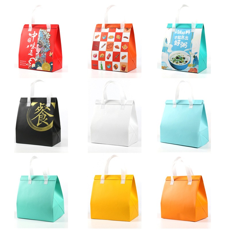 Aluminum foil insulation cold preservation takeaway special commercial dessert milk tea cake non-woven self-sealing portable packing bag in stock Aluminum foil insulation cold preservation takeaway special commercial dessert milk tea cake non-woven self-sealing portable packing bag in stock