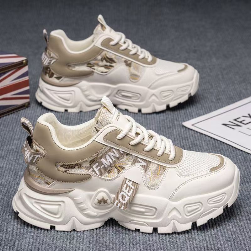 Men's Shoes 2025 New Winter Mesh Breathable Popular Youth Sports Casual Thick-Soled Trendy Shoes Soft-Soled Dad Shoes