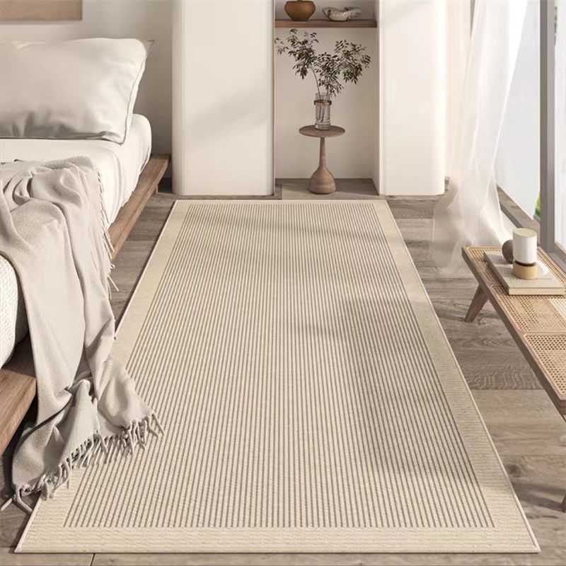 Alfombra de cachemira de imitación gruesa simple de estilo japonés, manta de borde de cama de dormitorio antideslizante para el hogar