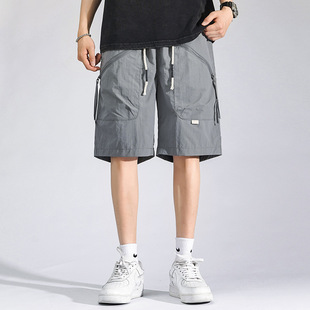 Ice Silk Casual Shorts Summer Five-Point Pants Men's Outer Wear Loose Thin Sports Beach Pants Medium Pants Quick-Drying