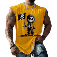 跨境爆款3D印花圆领背心欧美宽松休闲上衣数码印花背心