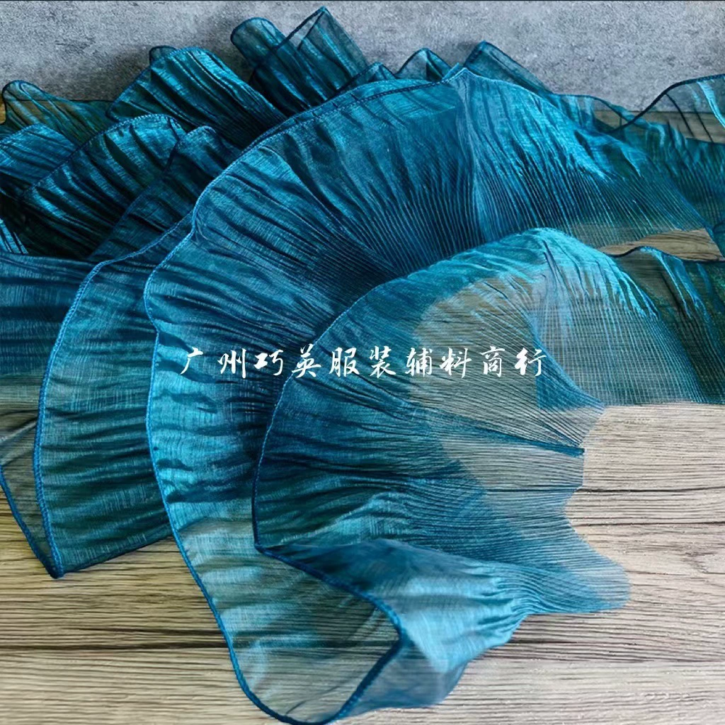 Прозрачная трехмерная складчатая кружевная кайма, дизайнерская ткань, 0.9144 м