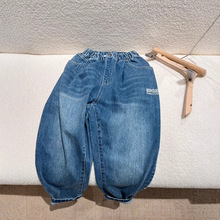 2025春夏儿童小男孩女孩 日本潮牌童装水洗直筒西部牛仔长裤