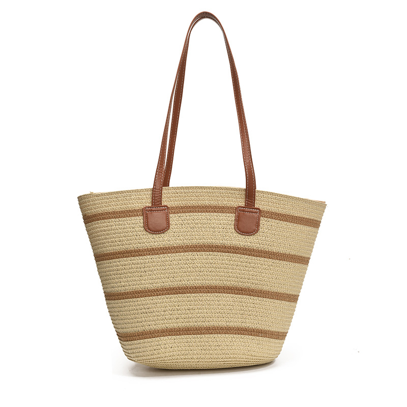 Bolso tejido de paja de vacaciones junto al mar popular de verano para mujer 2025 nuevo bolso de playa tejido bolso de hombro de gran capacidad Bolso Tote