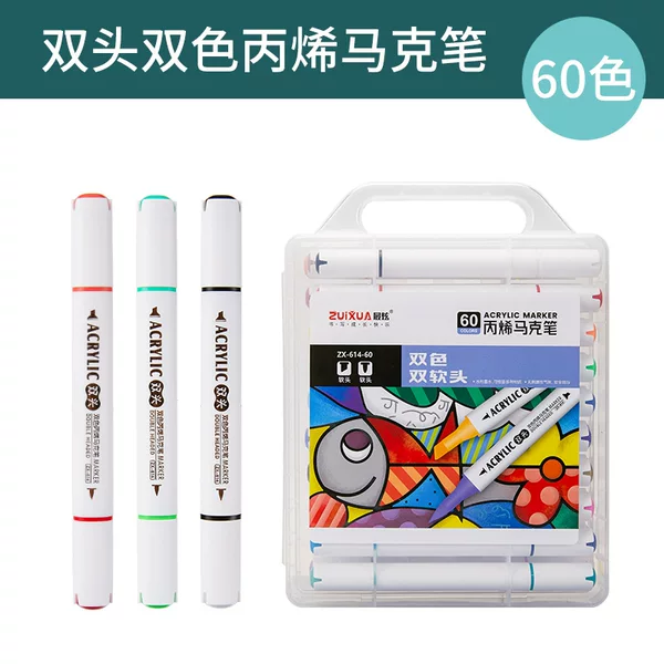 Two-head two-color acrylic marker pen stackable thick rod portable boxed watercolor pen student DIY color painting pen