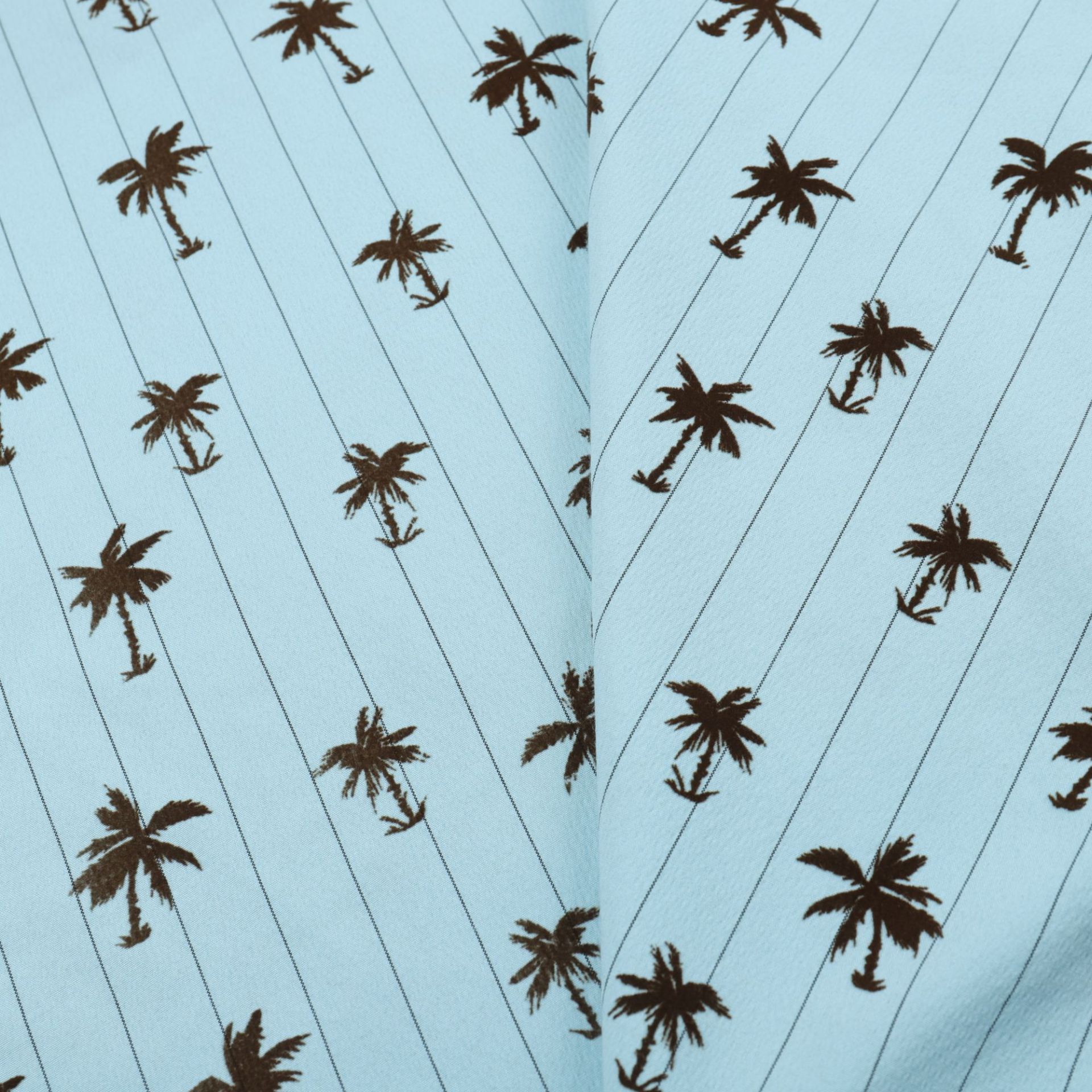 春夏薄款条纹海边度假风蓝条椰树小清新衬衫连衣裙小众特色面料