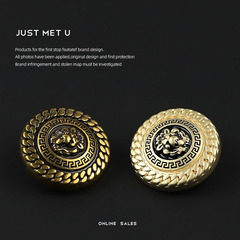YOKO Round Lion Head Metal Button Retro Chanel Style Western Style Suit Coat Leather Coat Decorative Buttons