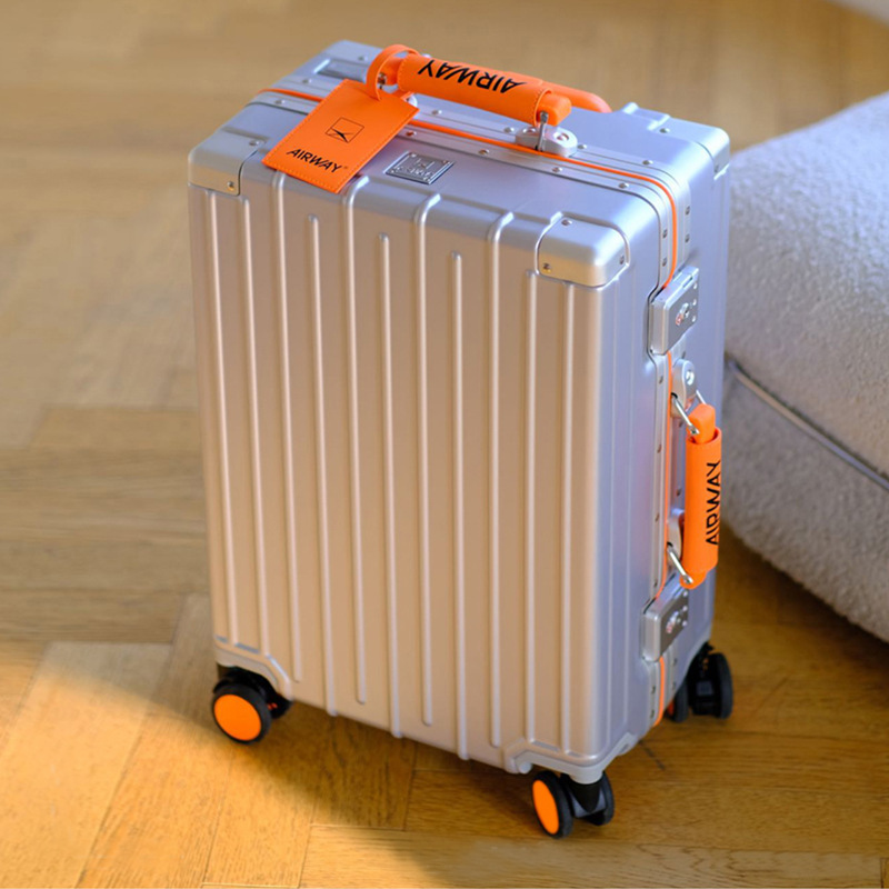 AIRWAY luggage Women's aluminum frame trolley case high-looking mute luggage case 24 leather case password 20-inch boarding case