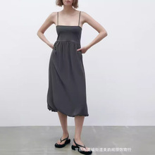 UC&ZA跨境亚马逊欧美女装新款性感露背纯色拼接吊带连衣裙0264333