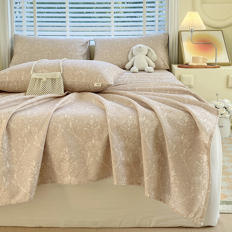 Nueva clase A algodón floral viejo y grueso sábana gruesa de una sola pieza de algodón puro 100 ropa de cama individual de dormitorio de primavera y verano de tres piezas