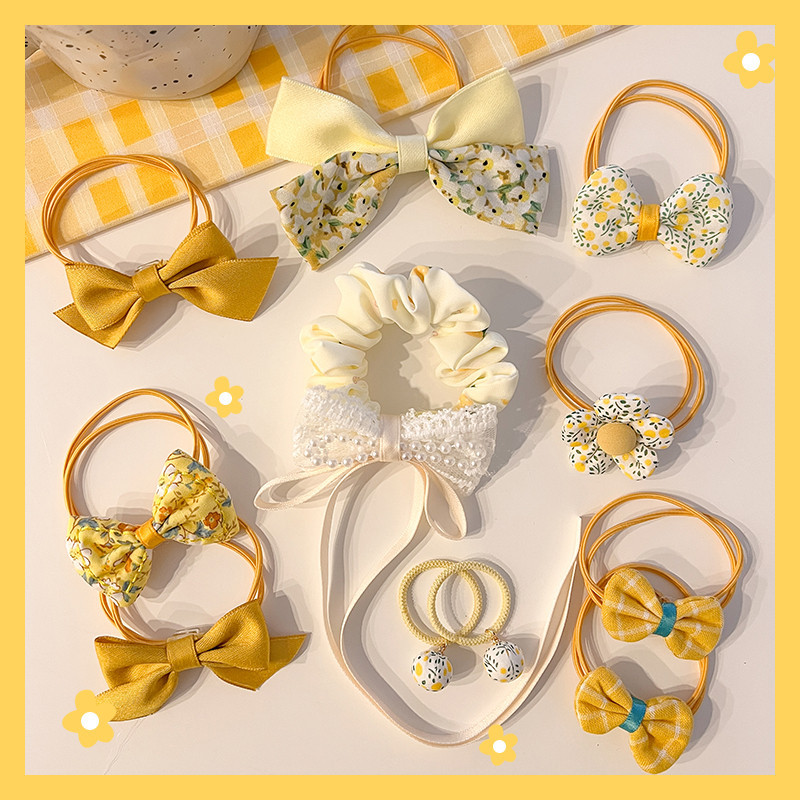 Little Flower Bowknot Rubber Hair Band 10-piece Set display picture 2